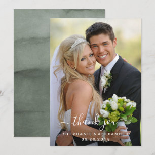 Carte De Remerciements Aquarelle Fir Trees Mariage d'hiver