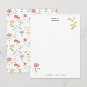 Carte De Remerciements Aquarelle Fleur sauvage motif floral