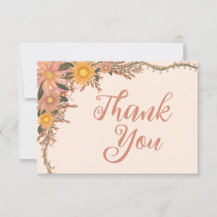 Carte De Remerciements Aquarelle Fleur sauvage Peach jaune