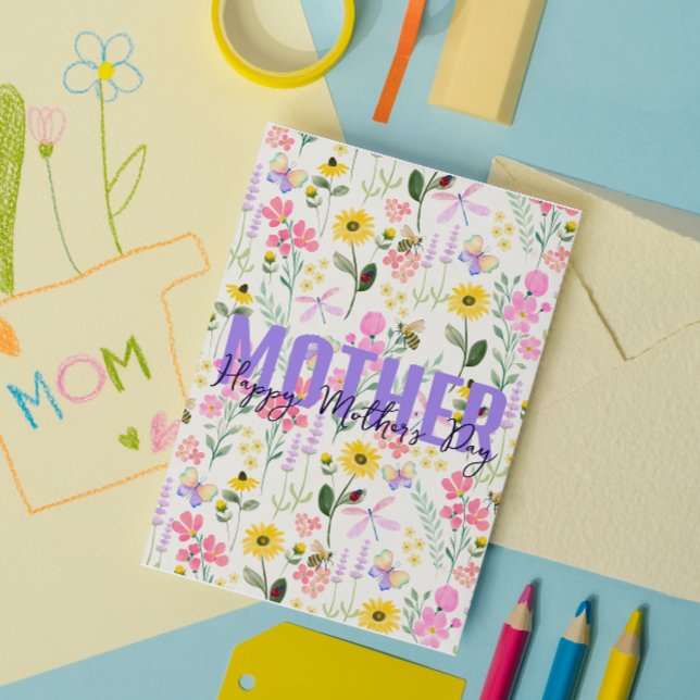 Carte De Remerciements Aquarelle Fleurs roses Papillons Jardin (Créateur téléchargé)