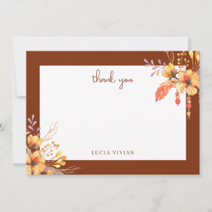 Carte De Remerciements Aquarelle Fleurs Sauvages Terrasse Fête de Mariage