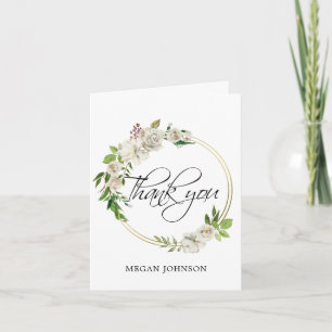 Carte De Remerciements Aquarelle Floral Antique Blanc MARIAGE