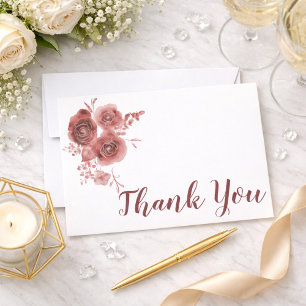 Carte De Remerciements Aquarelle floral bordeaux
