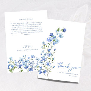 Carte De Remerciements Aquarelle Floral Dusty Mariage bleu
