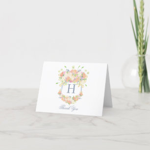 Carte De Remerciements Aquarelle Floral Garden Party Crest Adresse