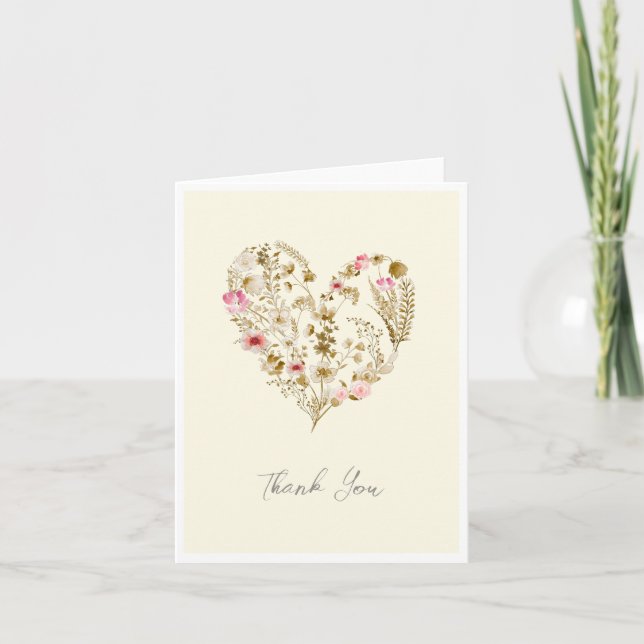 Carte De Remerciements Aquarelle Floral Heart Baby in Bloom Baby shower (Devant)