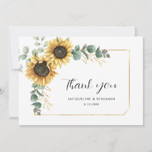 Carte De Remerciements Aquarelle Floral Mariage de tournesol