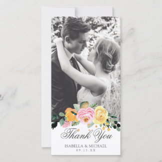 Carte De Remerciements Aquarelle Floral Mariage élégant