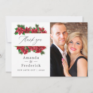 Carte De Remerciements Aquarelle Floral Noël Mariage géométrique