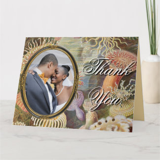 Carte De Remerciements Aquarelle Floral Or & Corail Photo Remerciement