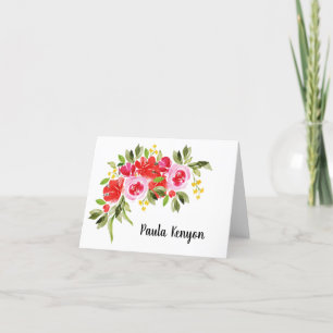 Carte De Remerciements Aquarelle Floral Plié