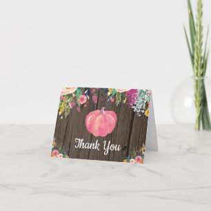 Carte De Remerciements Aquarelle Floral Rustique Automne Citrouille