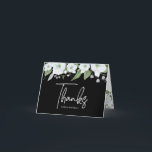 Carte De Remerciements Aquarelle florale bat mitzvah noir<br><div class="desc">Assurez-vous que votre Bat mitzvah préféré exprime sa reconnaissance à tous ceux qui ont soutenu son événement marquant! Envoyez cette carte de remerciements sophistiquée et personnalisée ! Une aquarelle florale chic, étonnante, blanche et fausse parties scintillant argentée, écriture manuscrite fausse feuille argent et typographie blanche sans serif superposent un arrière...</div>