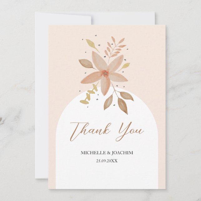 Carte De Remerciements Aquarelle florale exotique Boho Terracotta (Devant)