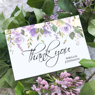Carte De Remerciements Aquarelle Florale Lavande violette Mariage nuptial