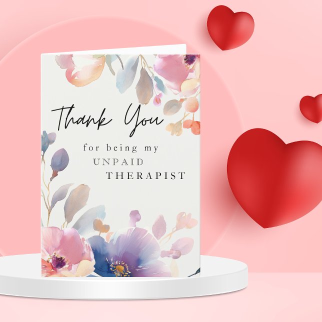 Carte De Remerciements Aquarelle florale mignonne Meilleur Ami Drôle (Créateur téléchargé)