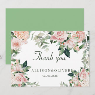 Carte De Remerciements Aquarelle florale rose