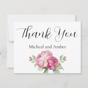 Carte De Remerciements Aquarelle florale rose pis rose roses roses