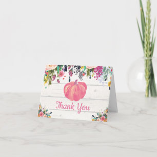 Carte De Remerciements Aquarelle Florale Rustique Automne Citrouille