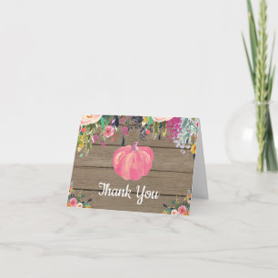 Carte De Remerciements Aquarelle Florale Rustique Automne Citrouille