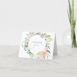 Carte De Remerciements Aquarelle Florale Wreath Pastel Mint Green