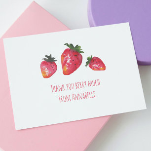 Carte De Remerciements Aquarelle Fraises peintes à la main Berry de print