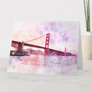 Carte De Remerciements Aquarelle Golden Gate Bridge à San Francisco