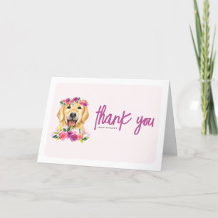 Carte De Remerciements Aquarelle Golden Retriever Purple Floral Anniversa