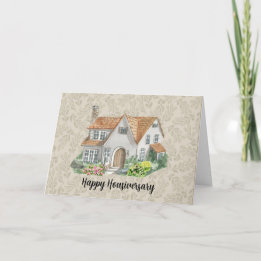 Carte De Remerciements Aquarelle Happy Home Maison Anniversaire