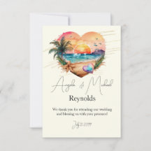 Aquarelle Hawaii Beach Sunset Heart Mariage