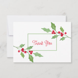 Carte De Remerciements Aquarelle Holly Sprig