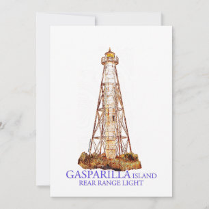 Carte De Remerciements Aquarelle Illustration Gasparilla Island Light
