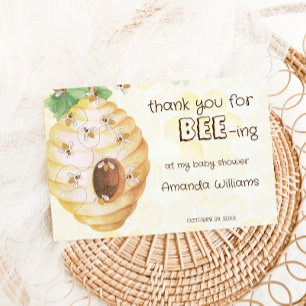 Carte De Remerciements aquarelle jaune abeille à miel baby shower 