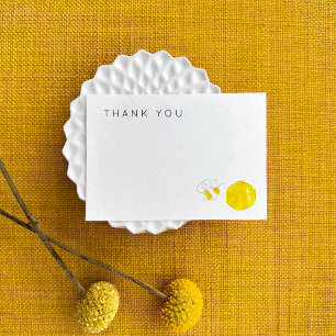 Carte De Remerciements Aquarelle jaune Bumble Bee Hive Baby shower