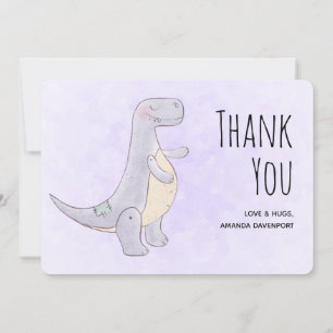 Carte De Remerciements Aquarelle Jouet Dinosaure Gris Cute
