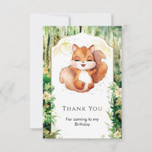 Carte De Remerciements Aquarelle Joyeux Anniversaire Écureuil Mignon