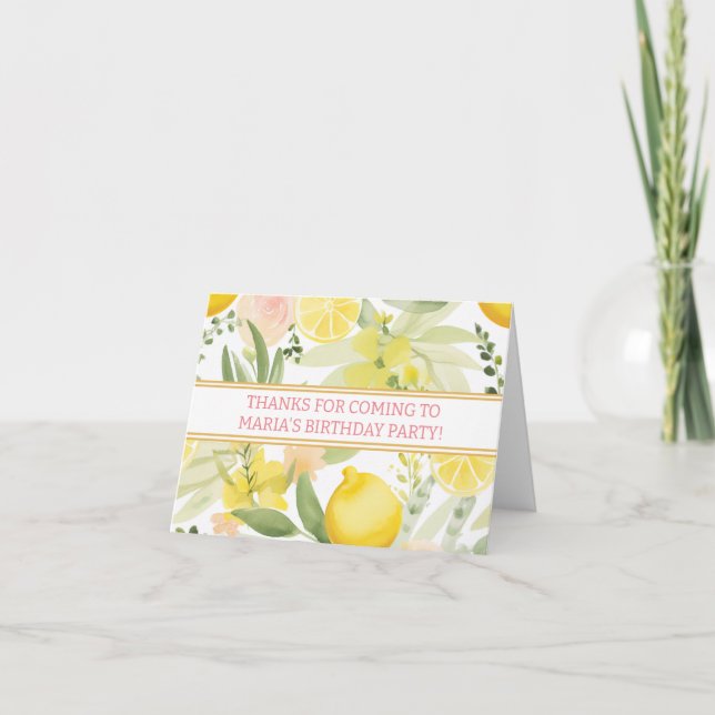 Carte De Remerciements Aquarelle Lemon Floral à thème Anniversaire (Devant)