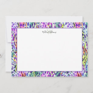 Carte De Remerciements Aquarelle Leopard Motif Personnalisé Monogramme & 