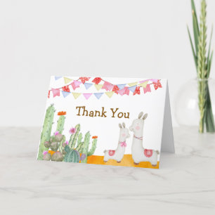Carte De Remerciements Aquarelle Llama Desert Cactus Fiesta Baby shower