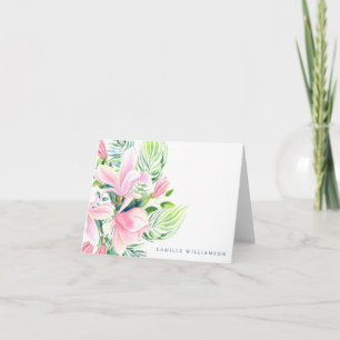 Carte De Remerciements Aquarelle Magnolia Fleur en rose Personnalisé