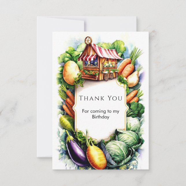 Carte De Remerciements Aquarelle Marché de producteurs locaux d'anniversa (Devant)