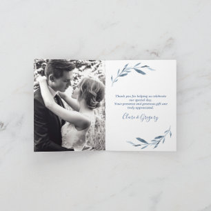 Carte De Remerciements Aquarelle mariage bleu et blanc