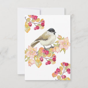 Carte De Remerciements Aquarelle Marsh Tit