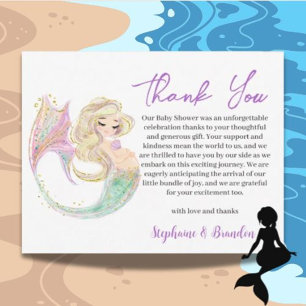 Carte De Remerciements Aquarelle mère sirène être
