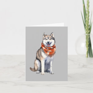 Carte De Remerciements Aquarelle mignonne Chien sibérien Husky
