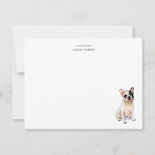 Carte De Remerciements Aquarelle mignonne French Bulldog Custom Flat (Devant)