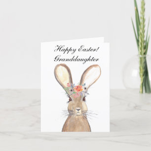 Carte De Remerciements Aquarelle mignonne Lapin Lapin Lièvre Pâques Flora