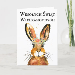 Carte De Remerciements Aquarelle mignonne Lapin Lapin Lièvre Pâques Flora