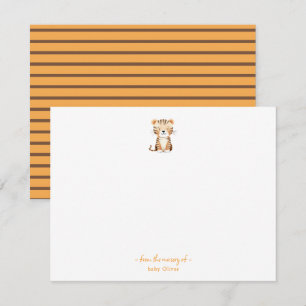 Carte De Remerciements Aquarelle mignonne Tigre Bébé garçon