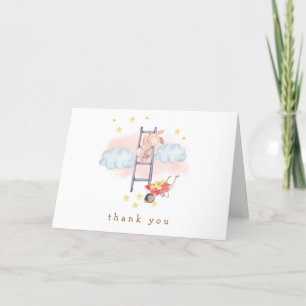 Carte De Remerciements Aquarelle minimale Boho Bunny Stars Baby shower